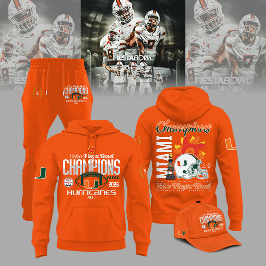 Miami Hurricanes Special Fiesta Bowl Champions Limited Edition Hoodie v2