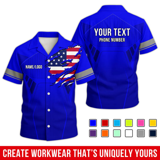 Personalized Team Hawaiian Shirt – Custom Logo Work Shirt