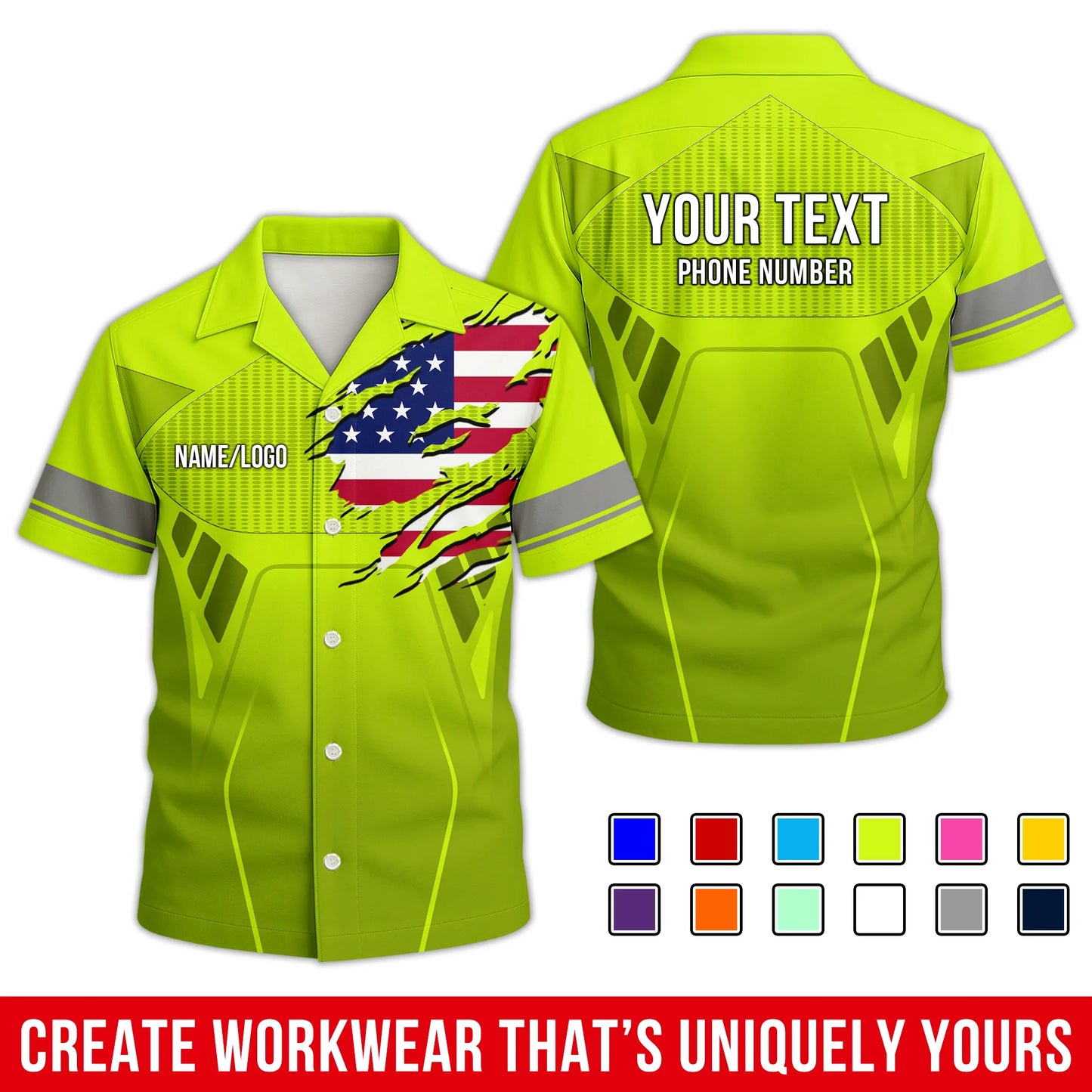Personalized Team Hawaiian Shirt – Custom Logo Work Shirt