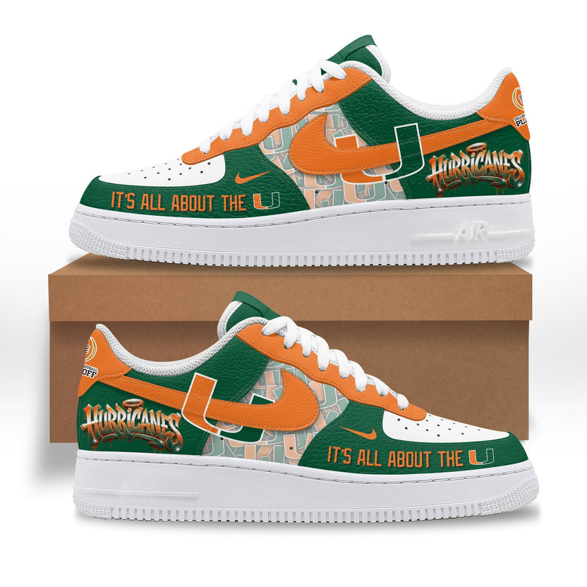 "Free Shipping" - PREMIUM Miami Hurricanes AF1 SNEAKER