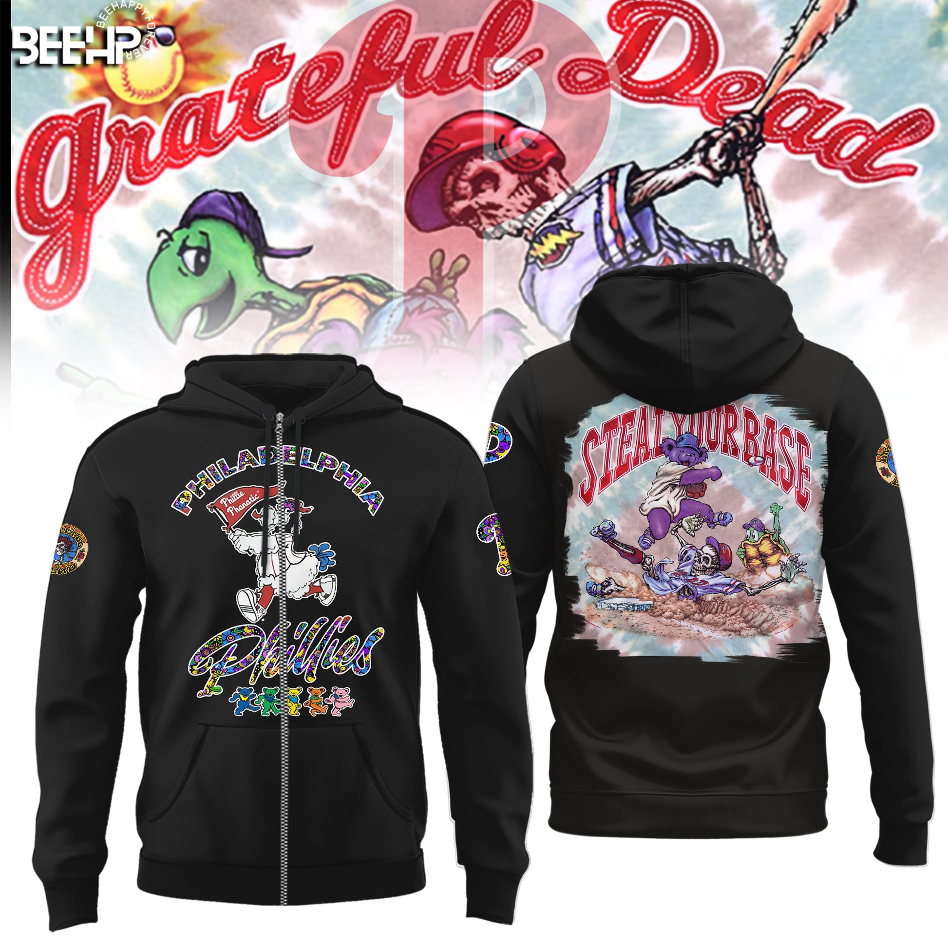 _.Philadelphia Phillies Grateful Dead Night Hoodie V3