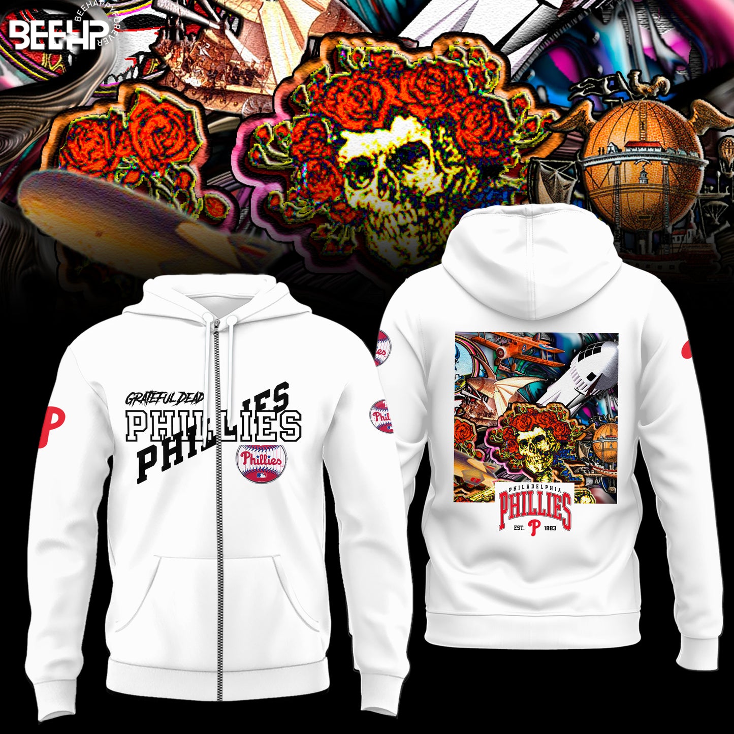 _.Philadelphia Phillies Grateful Dead Night Hoodie V4