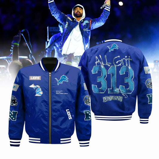 Detroit Lions x Eminem Thanksgiving Halftime Show Premium Zip Bomber Jacket