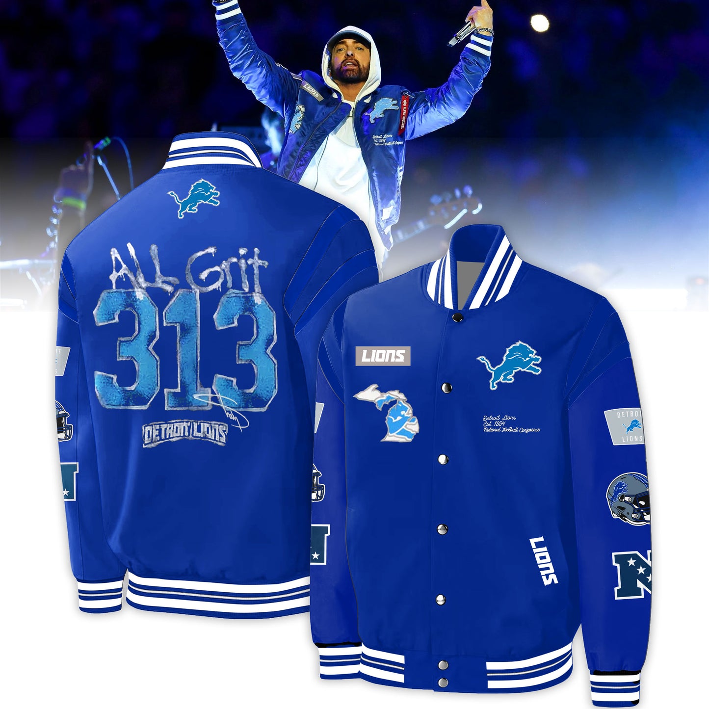 Detroit Lions x Eminem Thanksgiving Halftime Show Premium Bomber Jacket