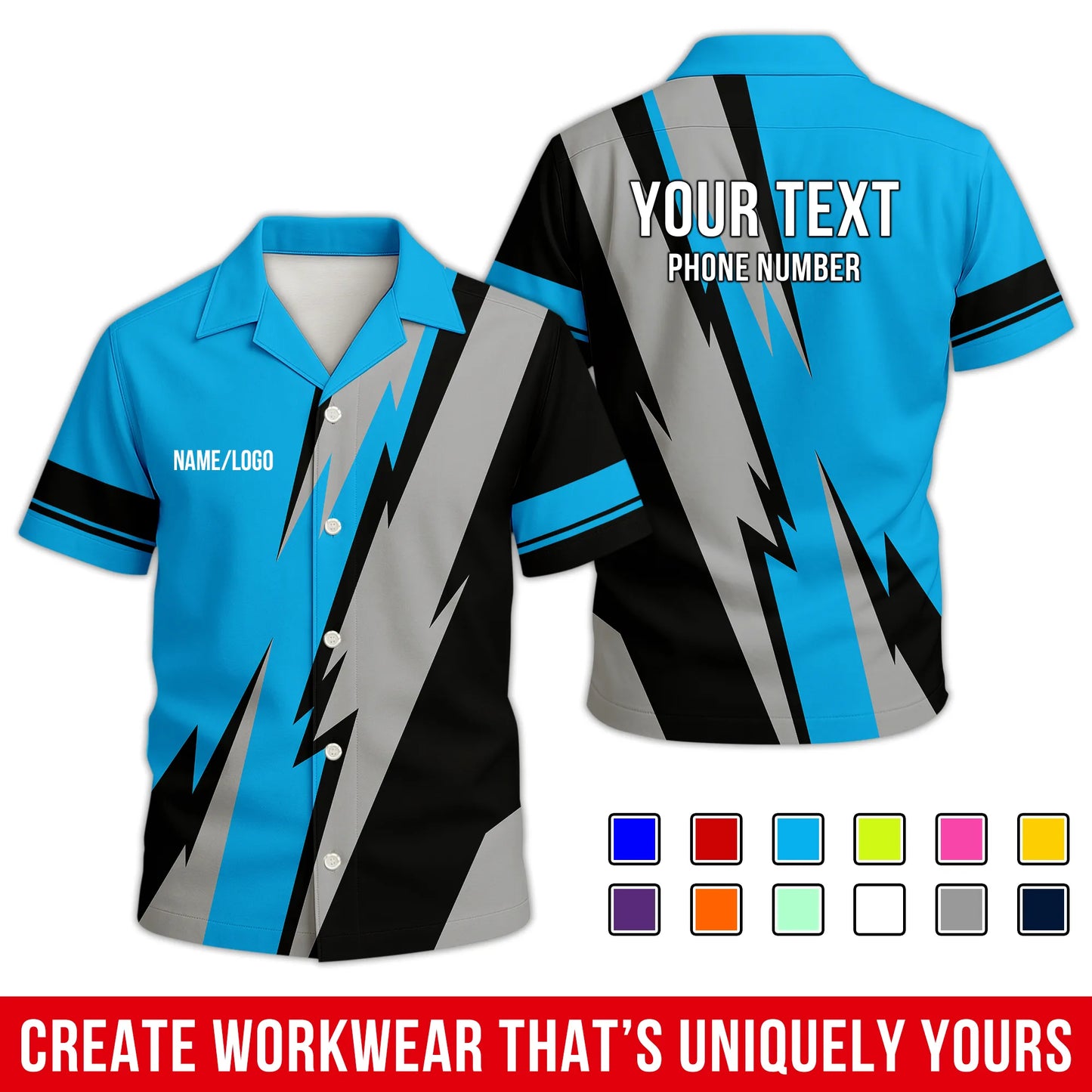 Personalized Team Hawaiian Shirt – Custom Logo Work Shirt