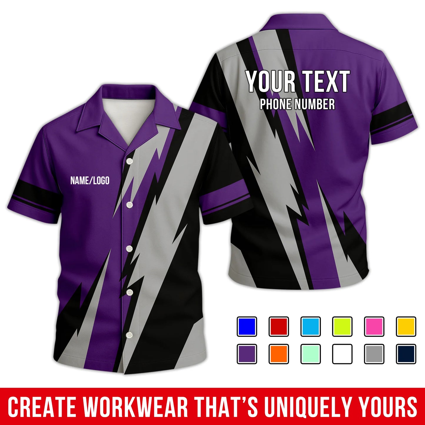 Personalized Team Hawaiian Shirt – Custom Logo Work Shirt