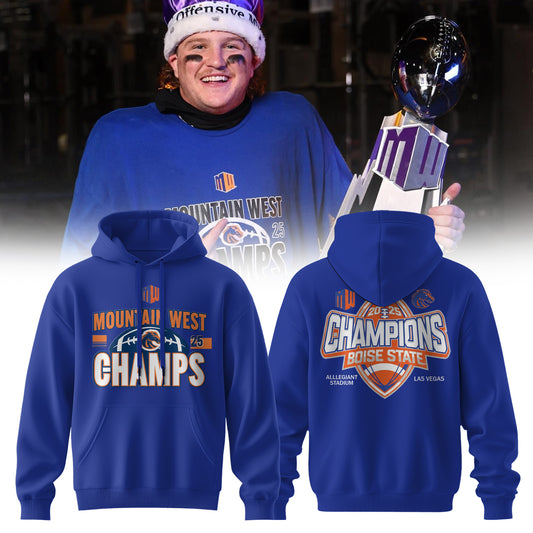 Boise State Broncos – Mountain West Champs Blue Hoodie 2025 🟦🏆