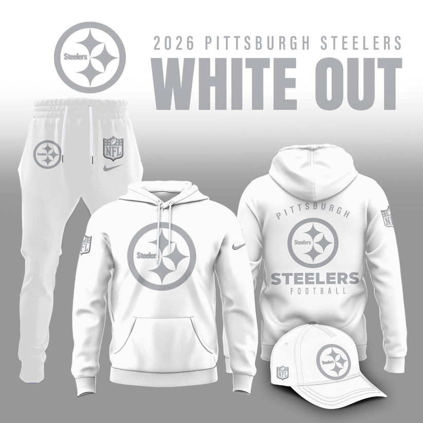 Pittsburgh Steelers 2025 Winter White Out Combo Hoodie