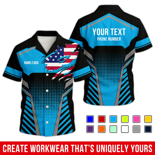 Personalized Team Hawaiian Shirt – Custom Logo Work Shirt