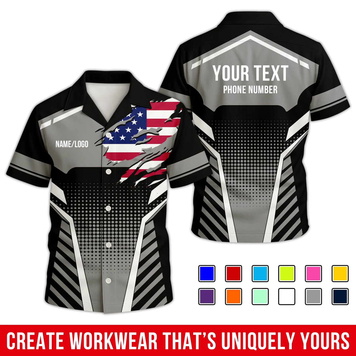 Personalized Team Hawaiian Shirt – Custom Logo Work Shirt