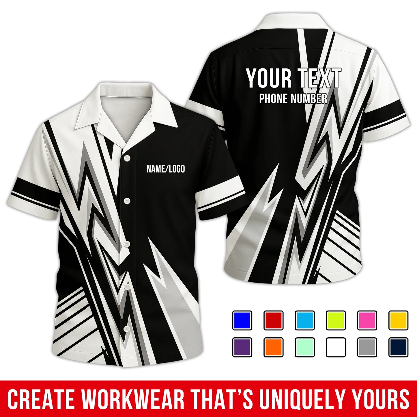 Personalized Team Hawaiian Shirt – Custom Logo Work Shirt