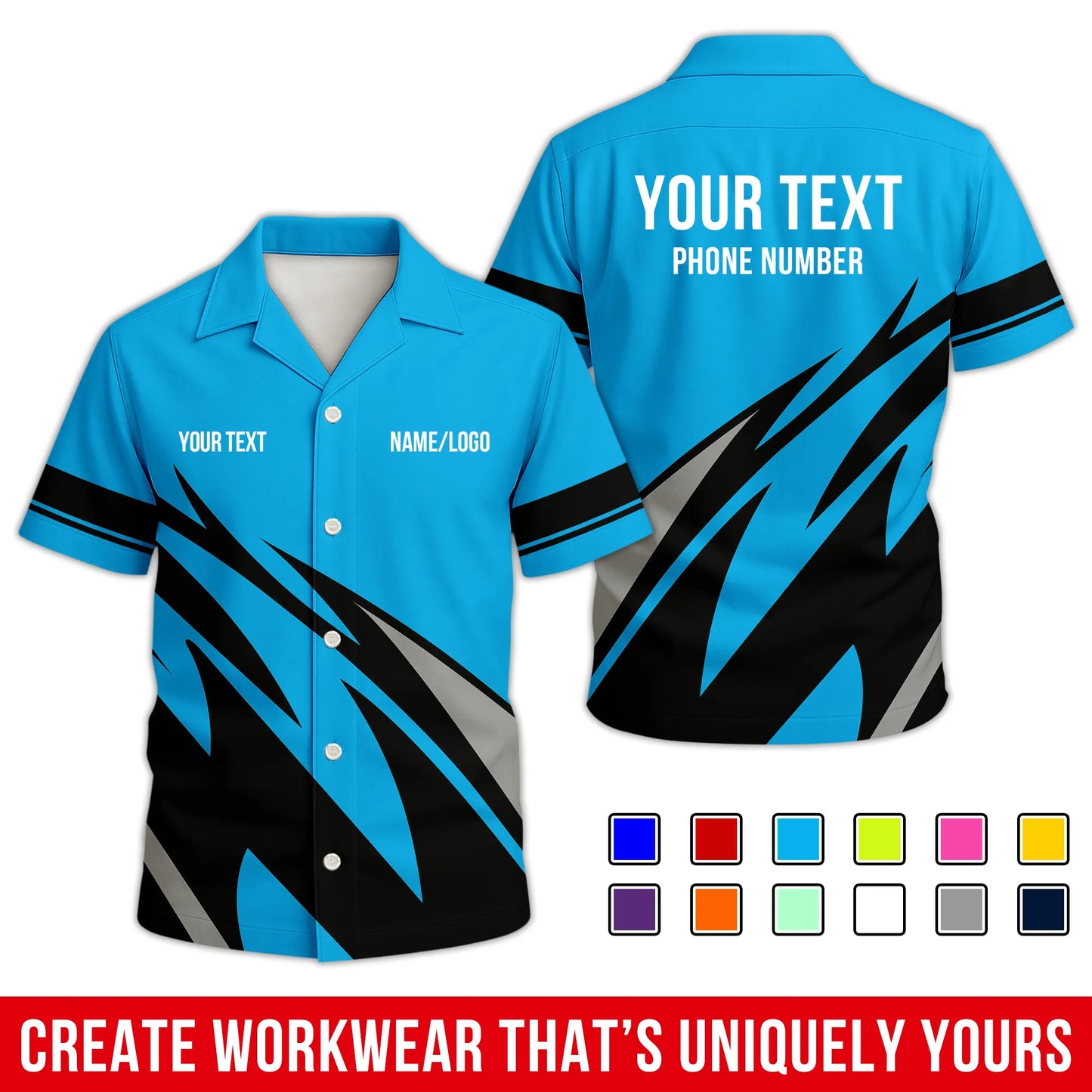 Personalized Team Hawaiian Shirt – Custom Logo Work Shirt