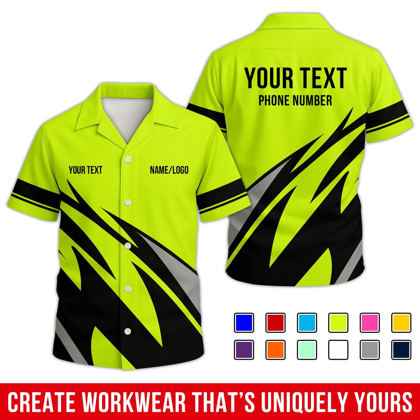 Personalized Team Hawaiian Shirt – Custom Logo Work Shirt