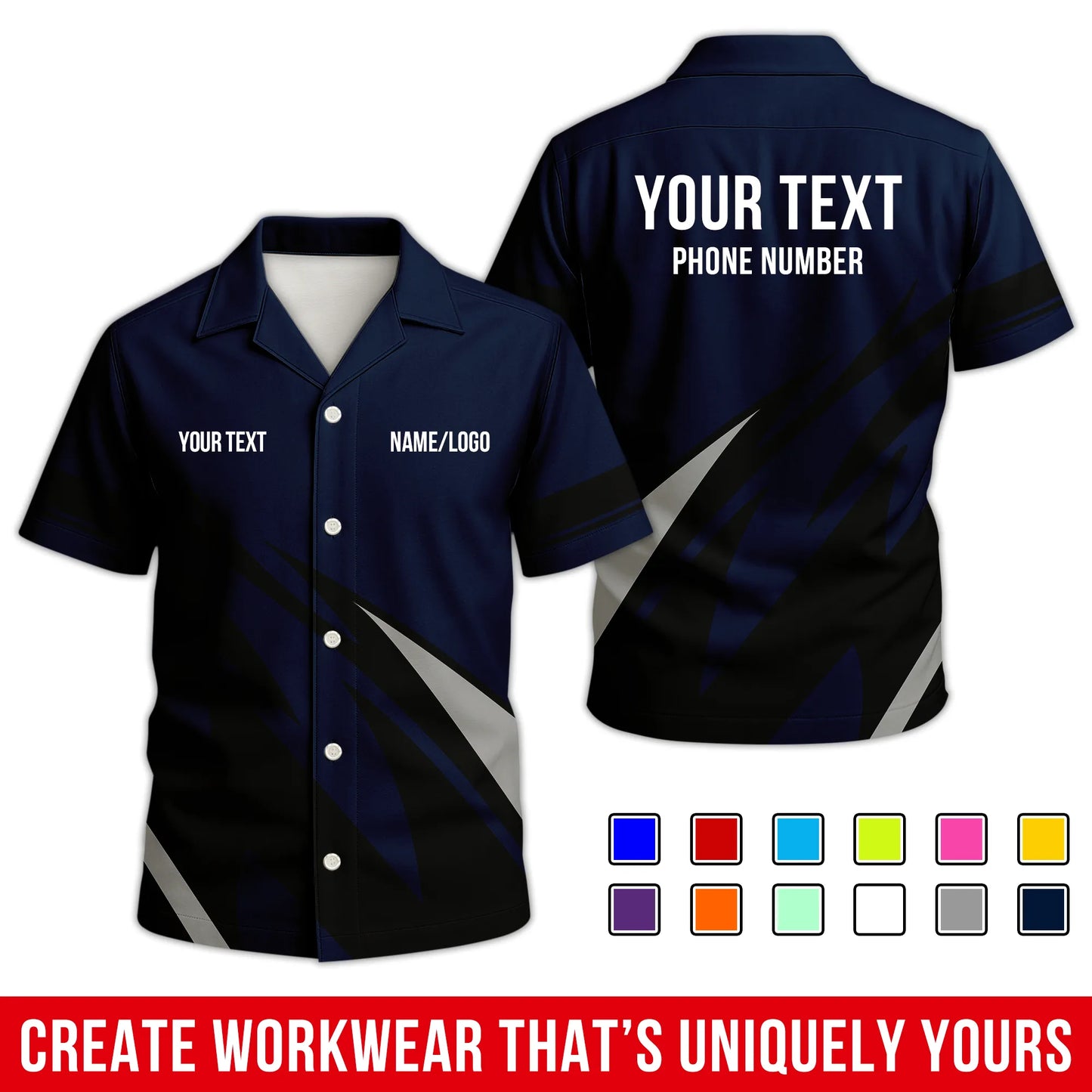 Personalized Team Hawaiian Shirt – Custom Logo Work Shirt