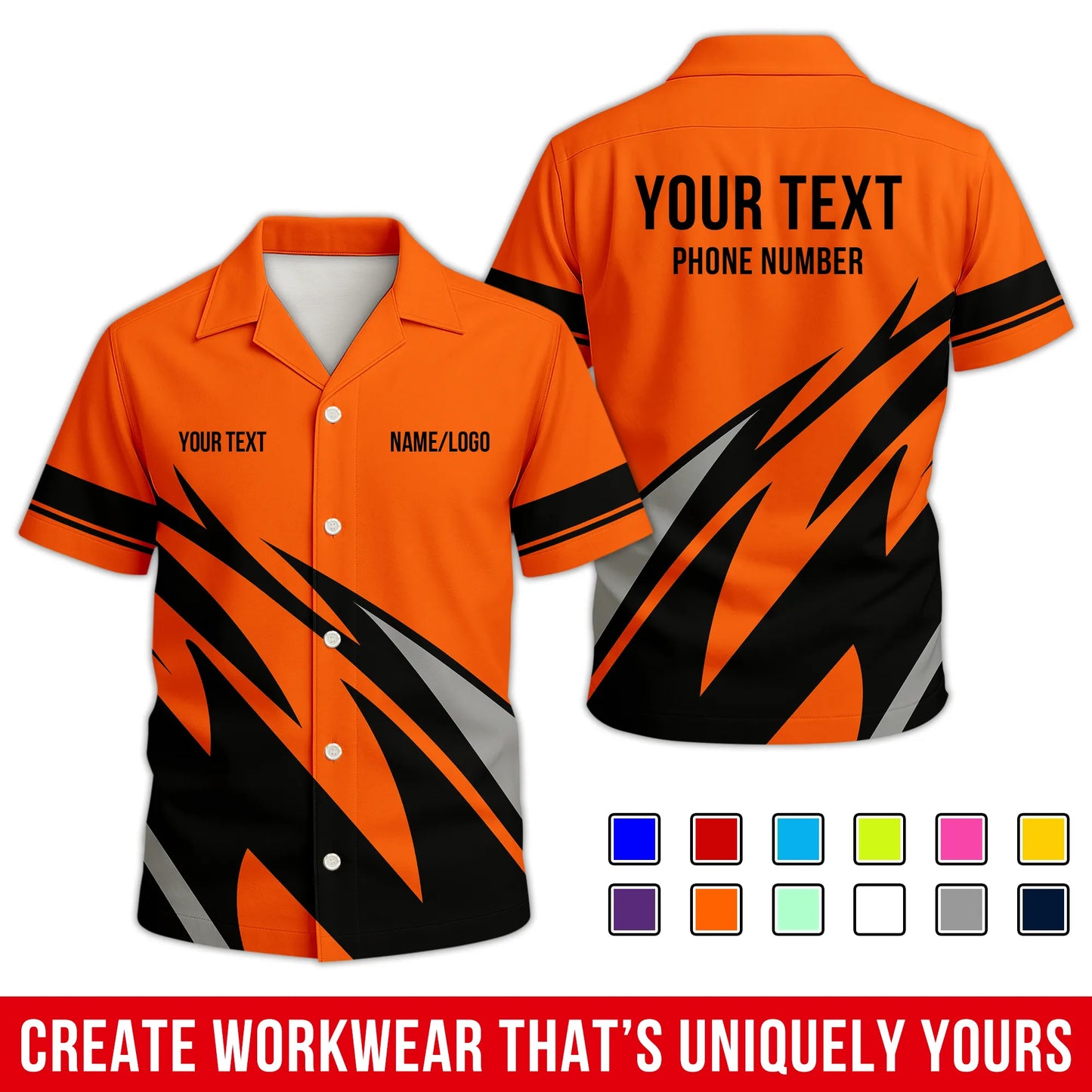 Personalized Team Hawaiian Shirt – Custom Logo Work Shirt