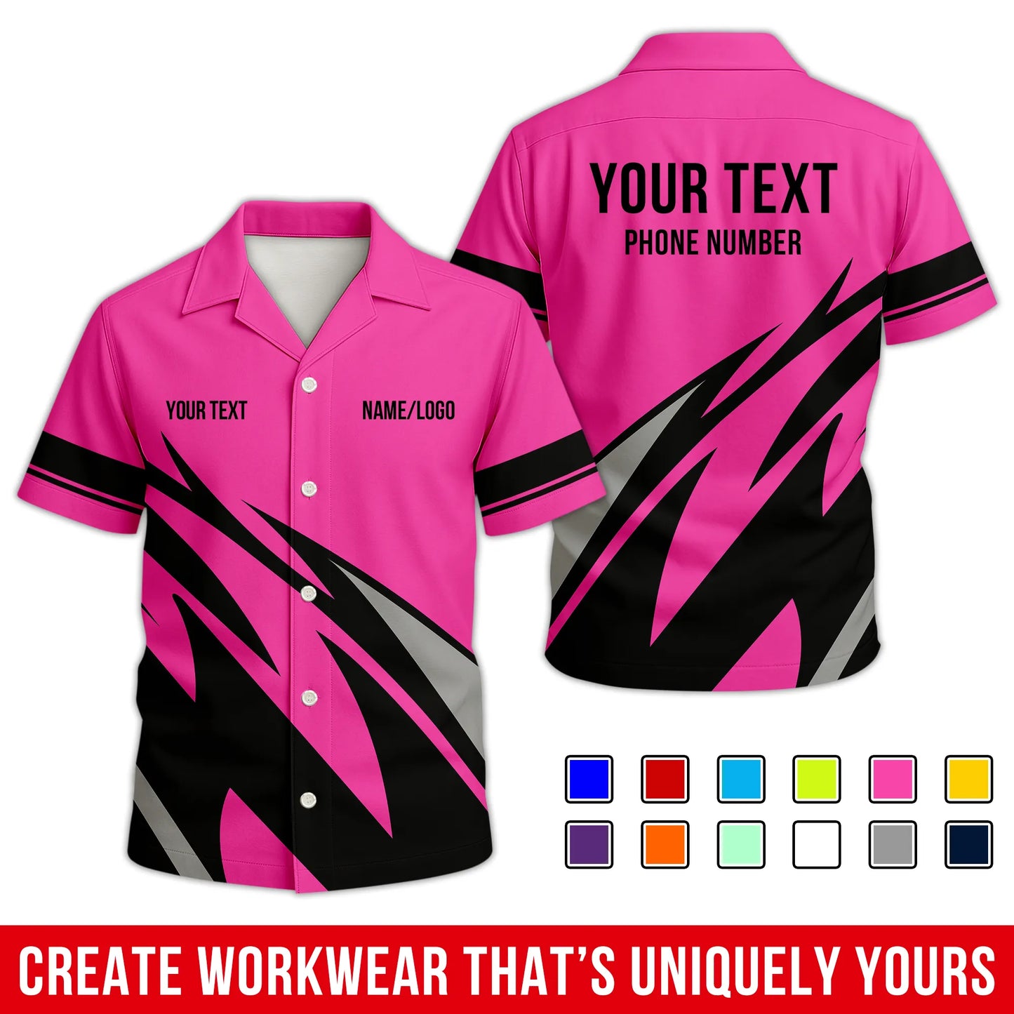 Personalized Team Hawaiian Shirt – Custom Logo Work Shirt