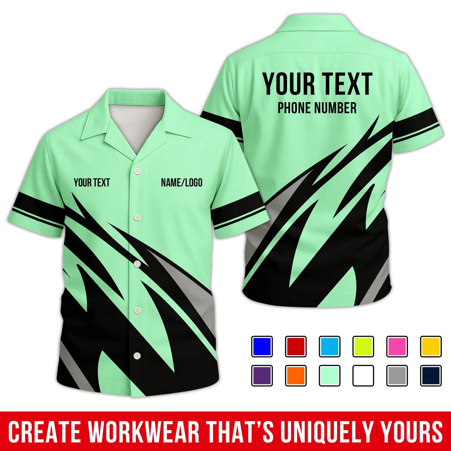 Personalized Team Hawaiian Shirt – Custom Logo Work Shirt