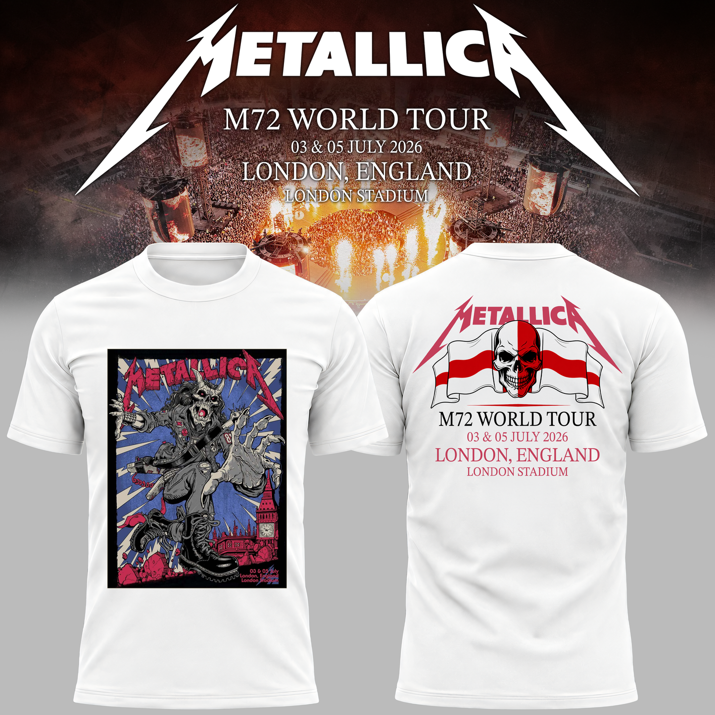 Metallica 2026 M72 World Tour London, England Special T-shirt