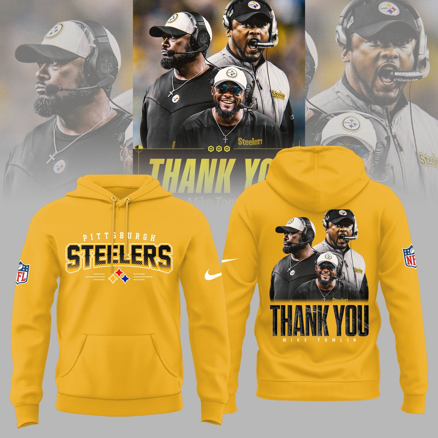 Pittsburgh Steelers Thank you Coach Mike Tomlin Limited Edition Combo Hoodie