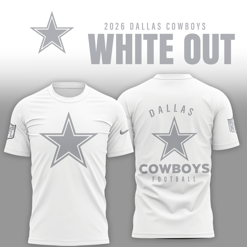 Dallas Cowboys 2026 Winter White Out Combo T-Shirt