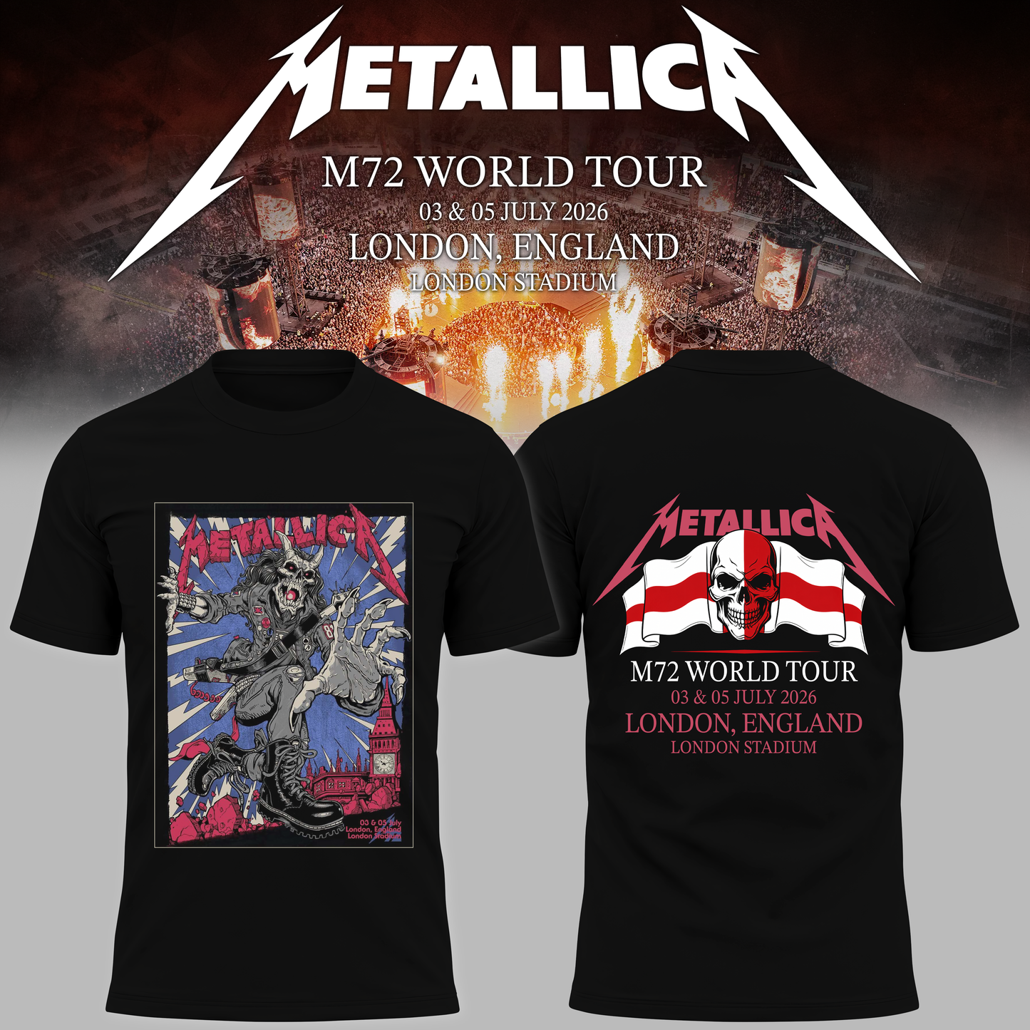 Metallica 2026 M72 World Tour London, England Special T-shirt