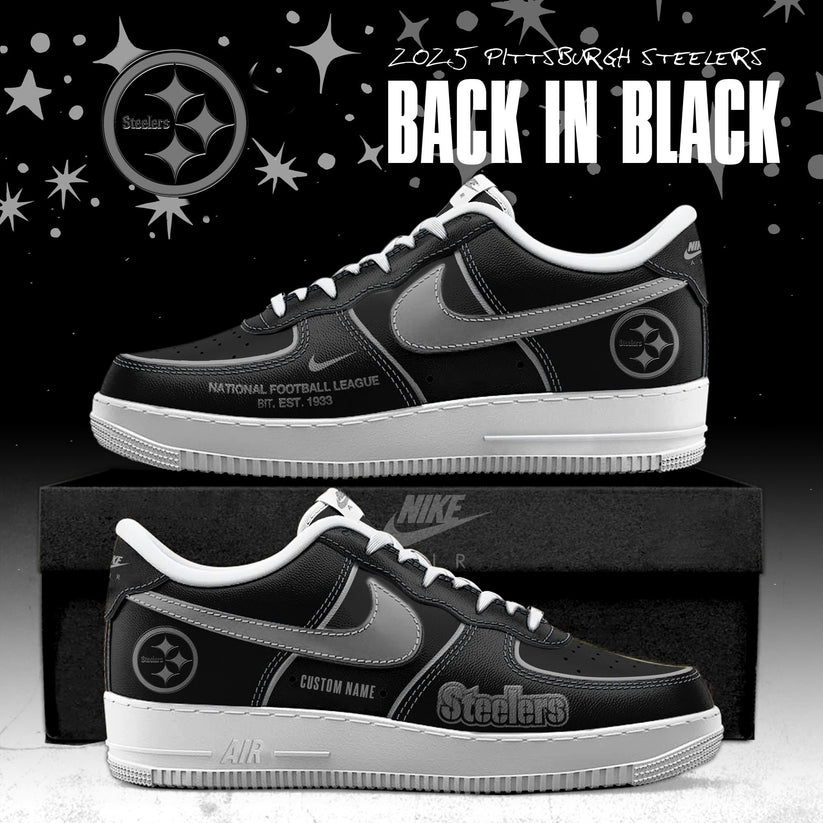 Pittsburgh Steelers Back In Black Special Edition AF1 Sneakers