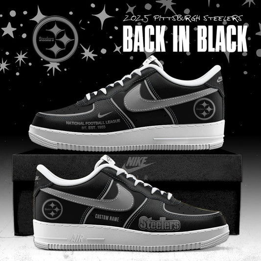 Pittsburgh Steelers Back In Black Special Edition AF1 Sneakers