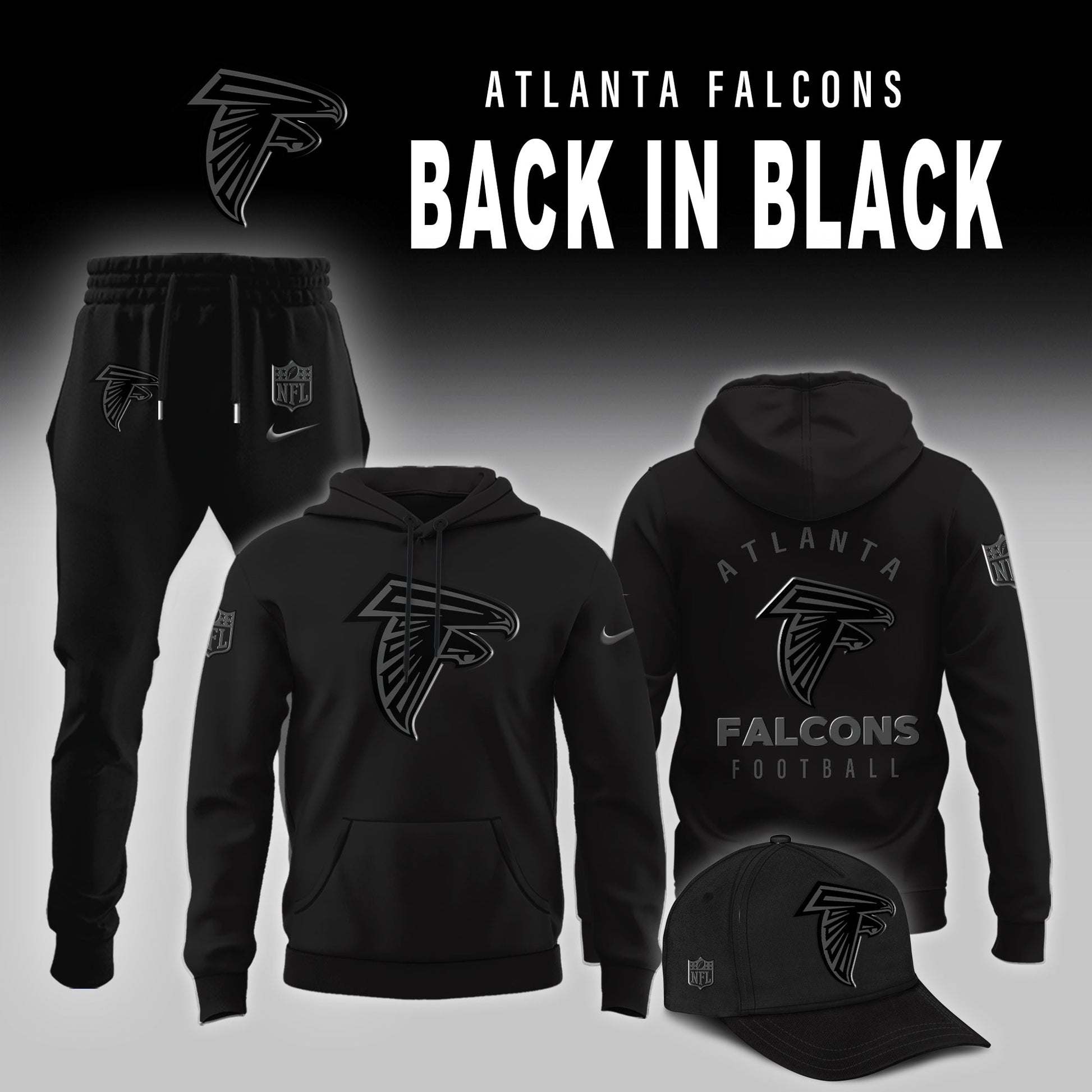 Atlanta Falcons 2025 BACK IN BLACK Combo Hoodie