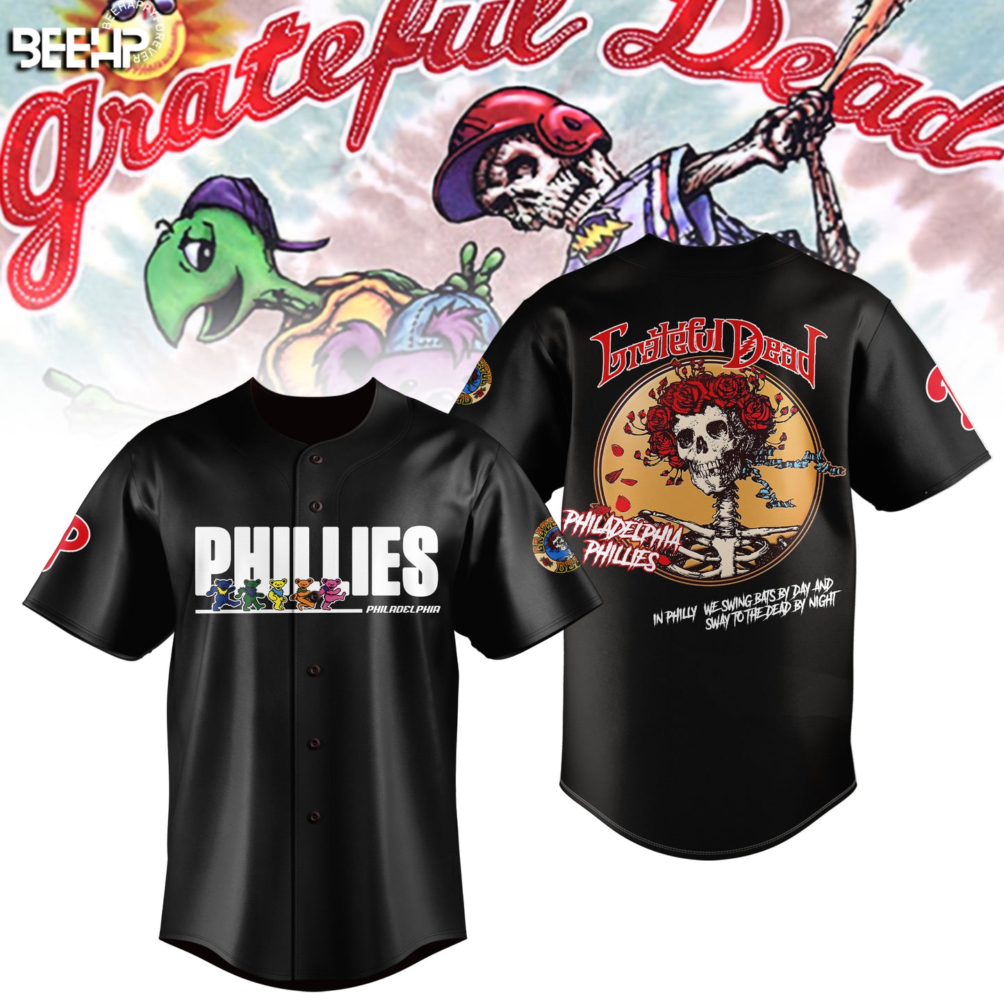 _.Philadelphia Phillies Grateful Dead Night Jersey V2