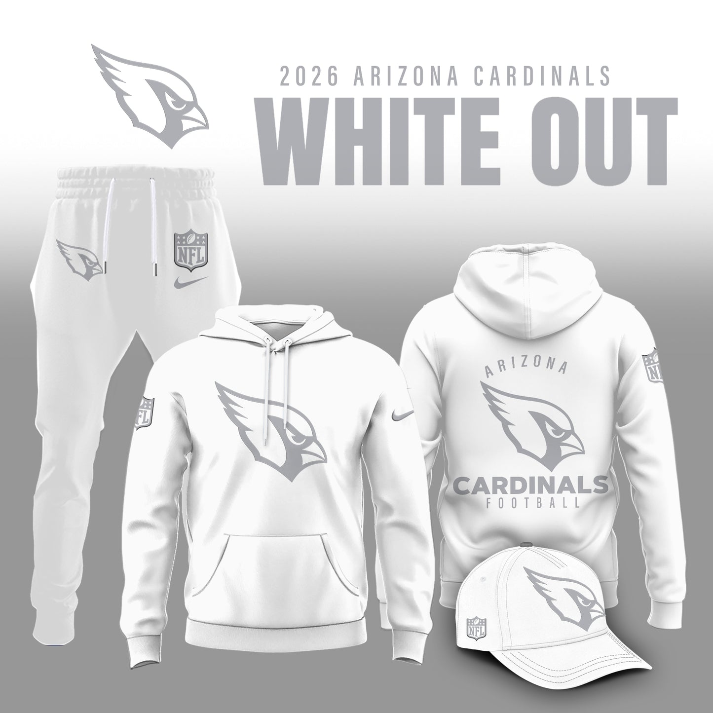 Arizona Cardinals 2026 White Out Limited Edition Hoodie