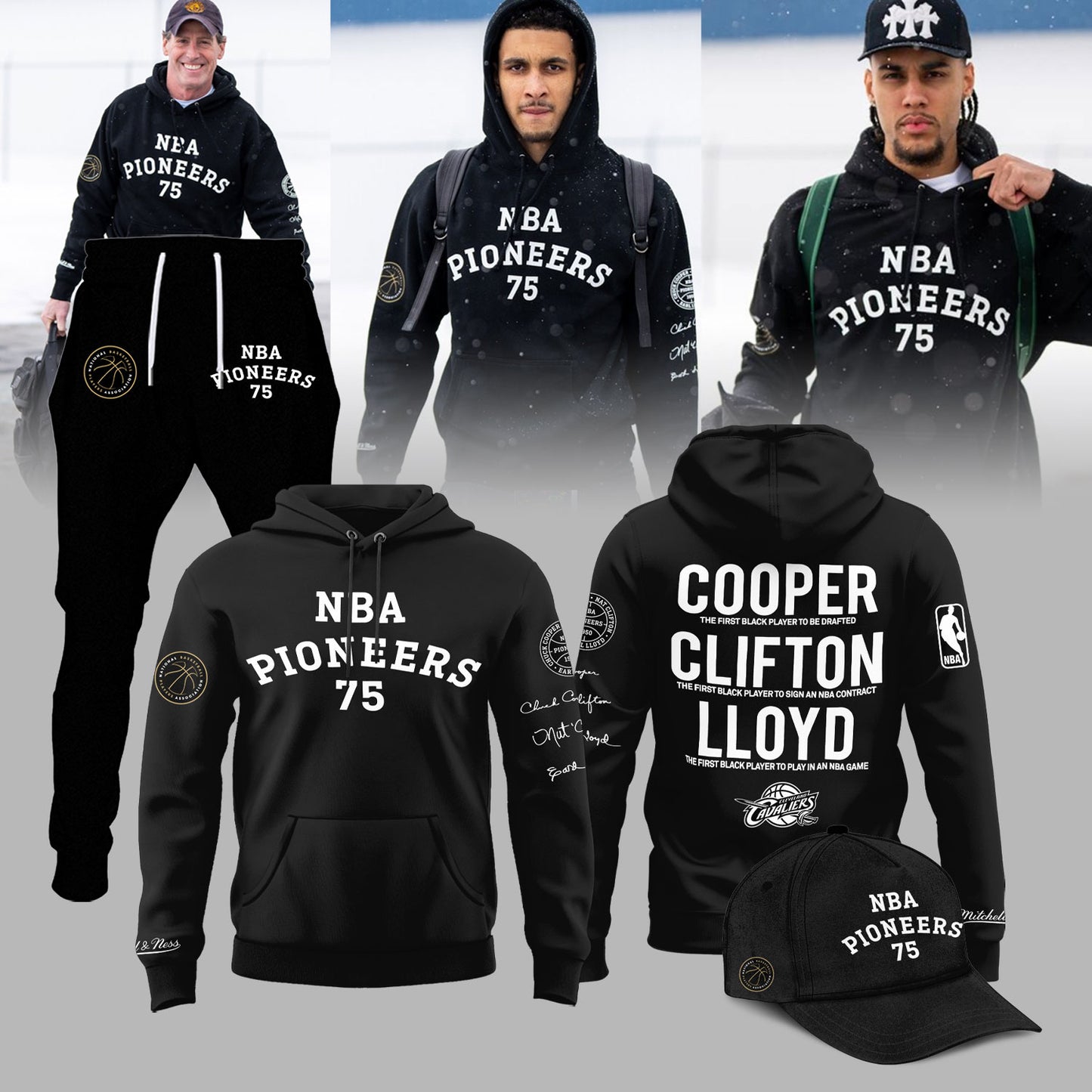 Cleveland Cavaliers 75th Anniversary Cooper Clifton Lloyd Pioneers Limited Edition Hoodie