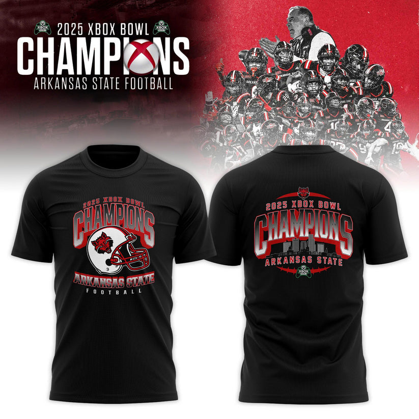 Arkansas State Red Wolves 2025 Xbox Bowl Champions Combo T-shirt
