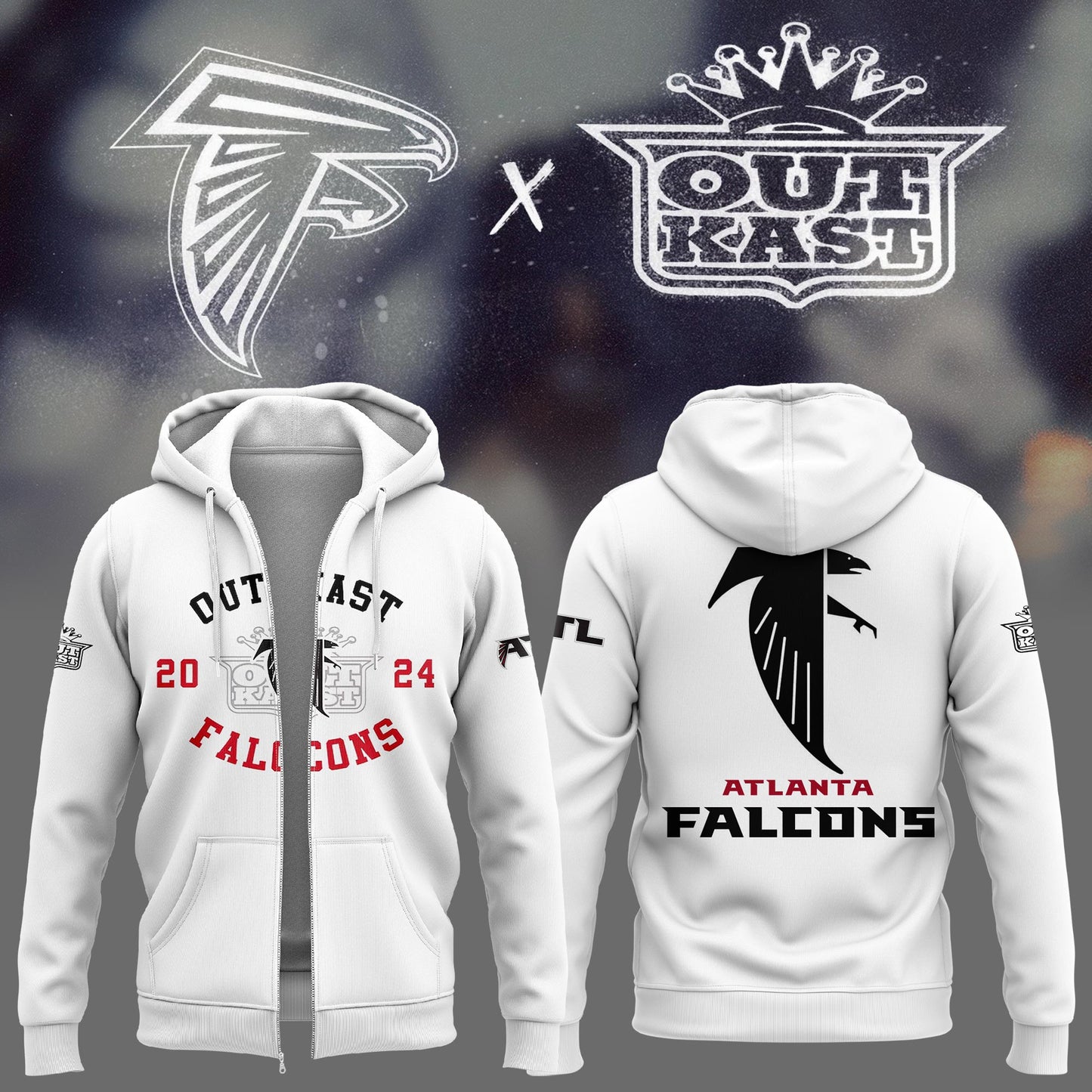 Outkast x Atlanta Falcons White Pullover Zip Hoodie