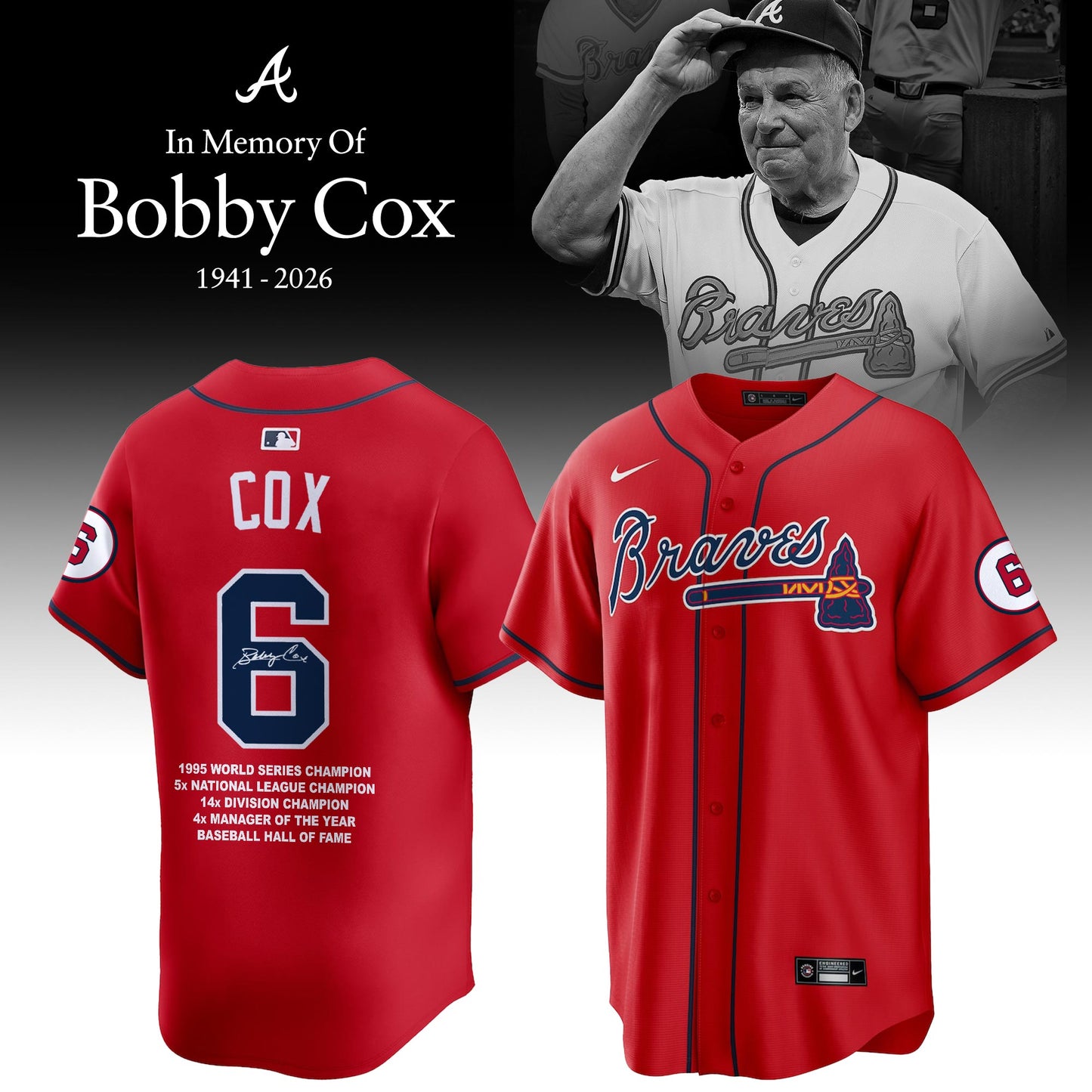 Remembering Bobby Cox – The Legendary Manager”⚾🪓 Jersey
