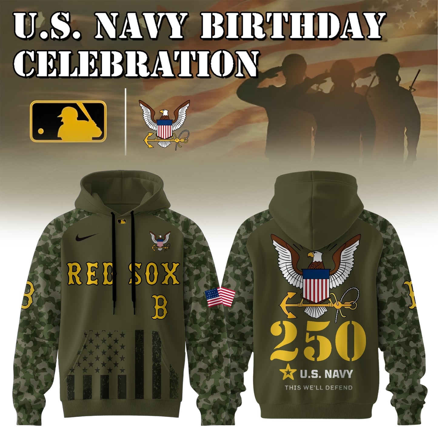 .Boston Red Sox – U.S. Navy 250th Birthday Celebration Hoodie