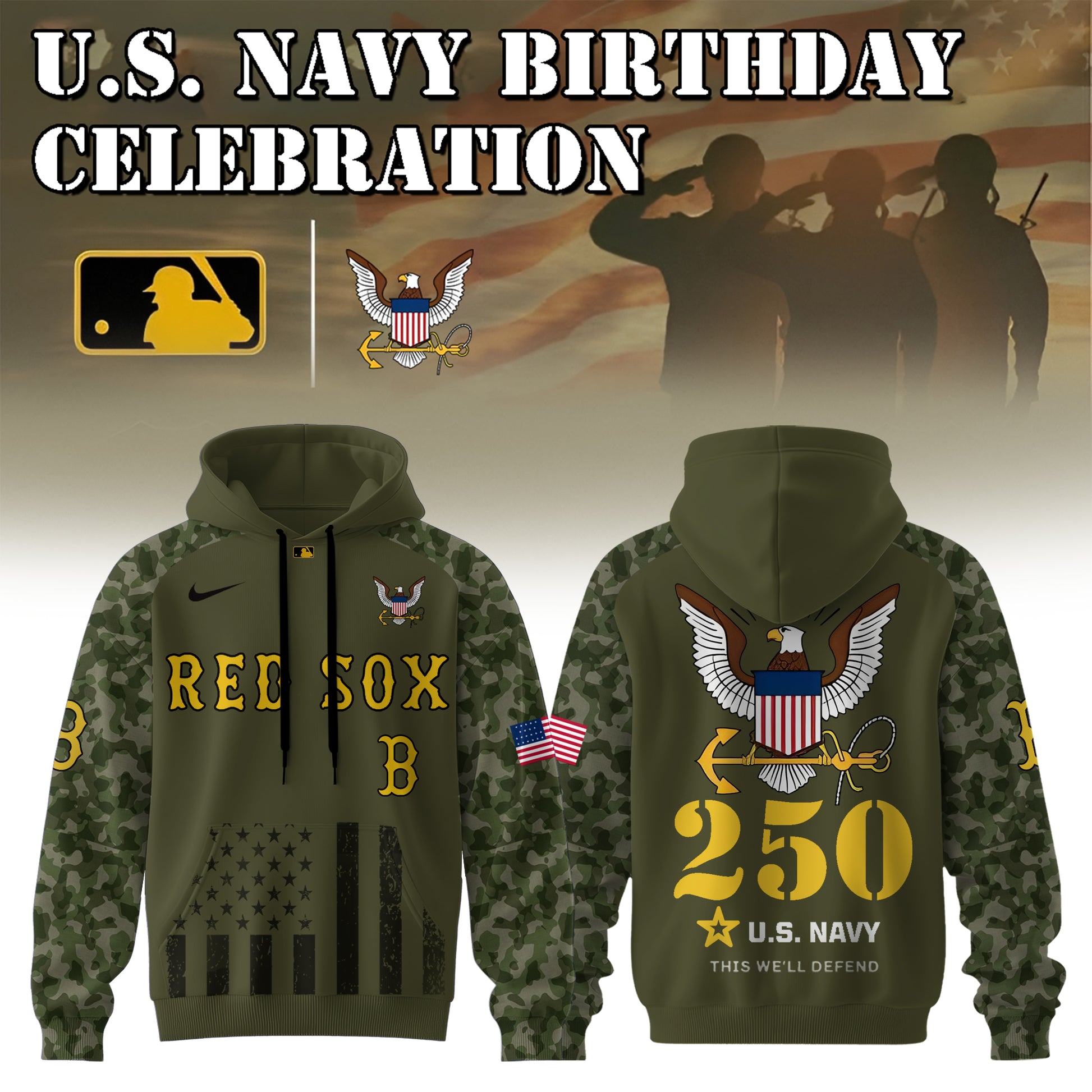 .Boston Red Sox – U.S. Navy 250th Birthday Celebration Hoodie