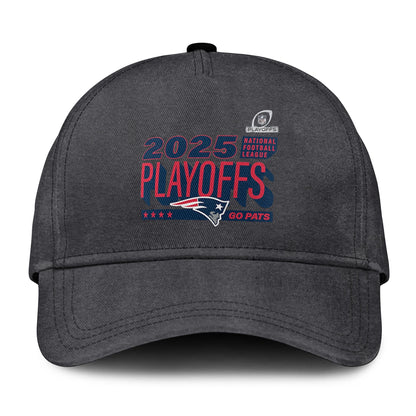 New England Patriots Heather Charcoal Playoffs 2025 Hoodie