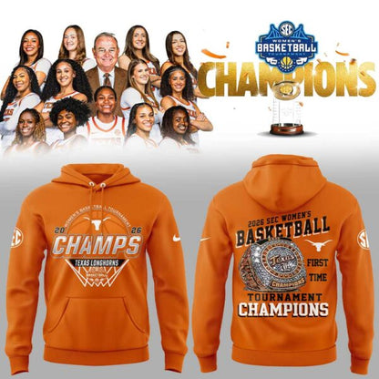 Texas Longhorns 2026 SEC Women’s Basketball Tournament Champions Hoodie V2