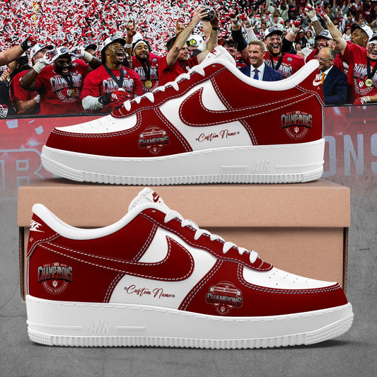 . Indiana Hoosiers 2025 Big Ten Football Champions Custom Name Red Shoes AF