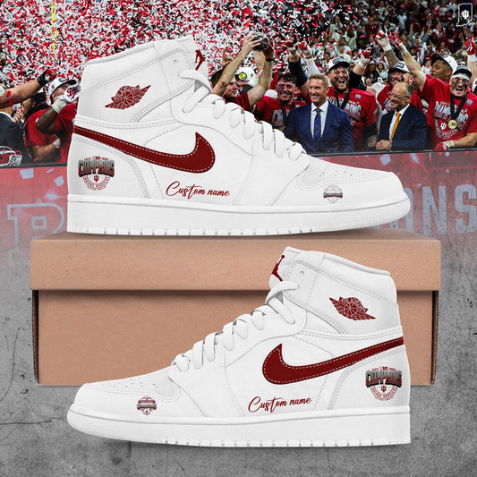 . Indiana Hoosiers 2025 Big Ten Football Champions Custom Name White Shoes JD