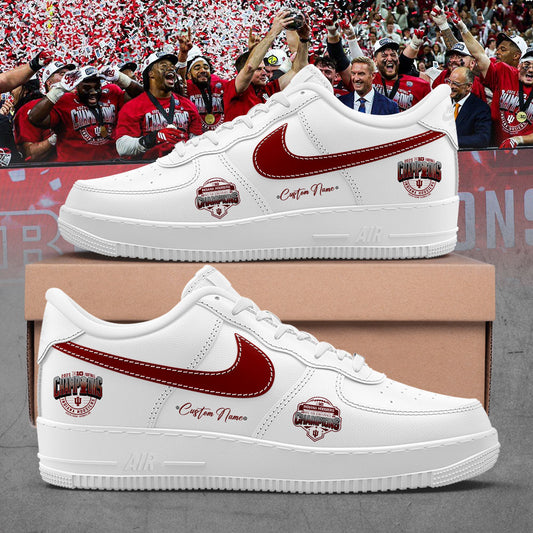 . Indiana Hoosiers 2025 Big Ten Football Champions Custom Name White Shoes AF
