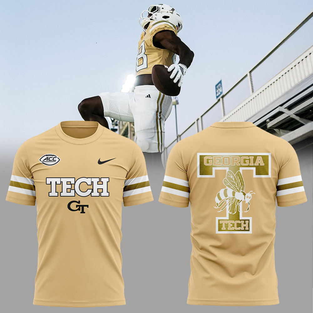 .   Georgia Tech Football Sting Em Gold Uniform 2025 Combo Shirt