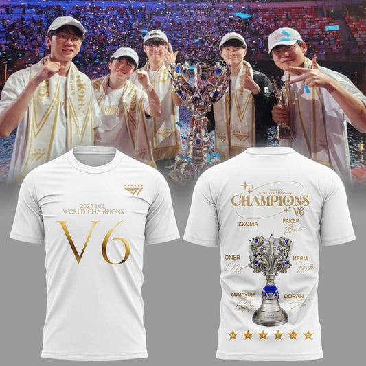 Limited Edition T1 6Time World Champions V6 Combo T-Shirt