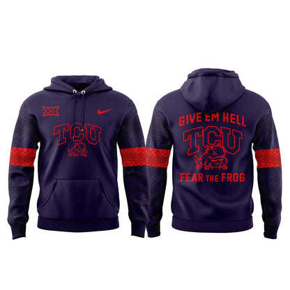 .    TCU Give em Hell, Fear the Frog Combo Hoodie