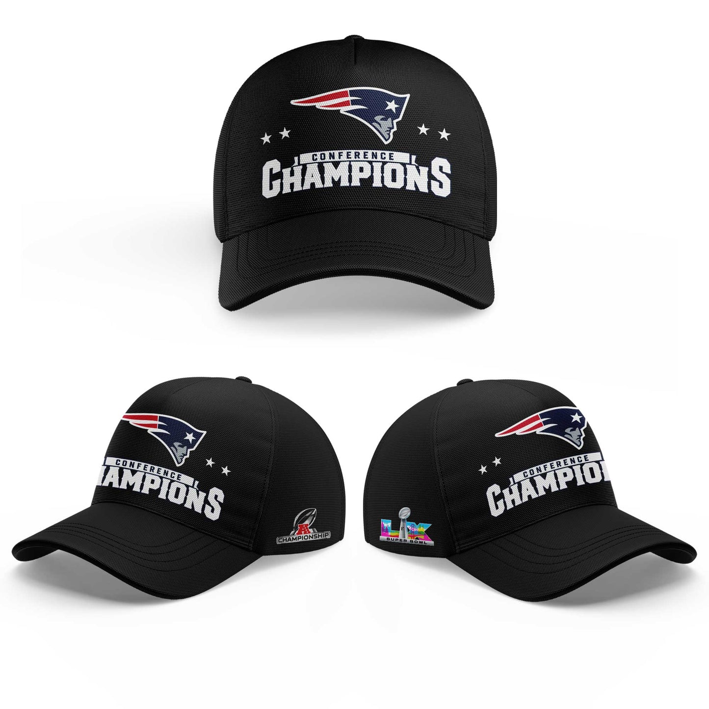 NE Patriots 2025 AFC Champions Gold Gray Hoodie