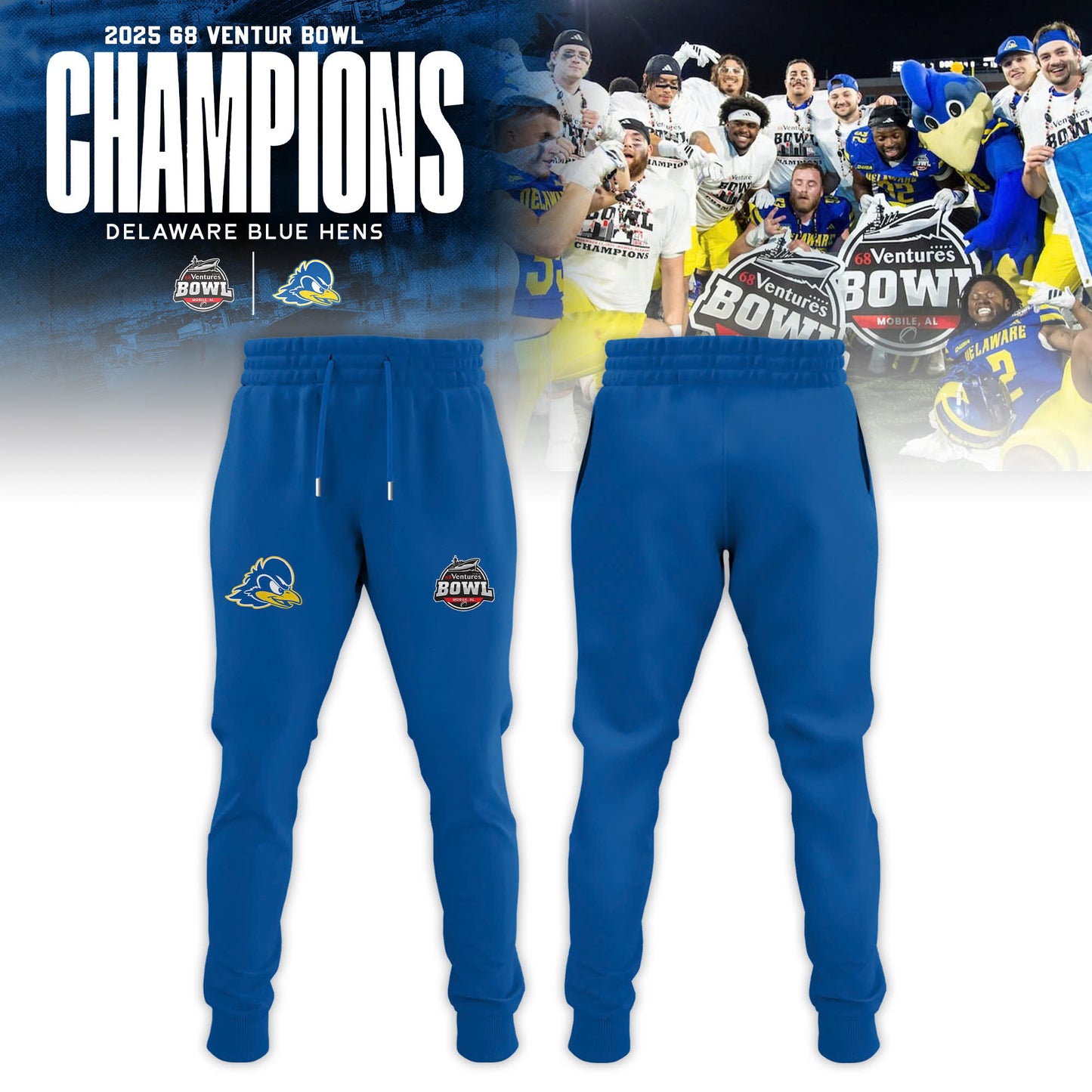 Delaware Fightin’ Blue Hens 2025 68 Ventures Bowl Champions Hoodie
