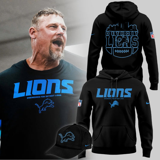 .Engineered For Detroit Lions Black Hoodie