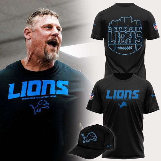 .Engineered For Detroit Lions Black Tshirt