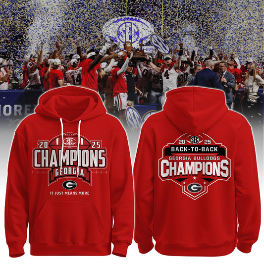 .Georgia Bulldogs Champions Red Hoodie Limited Edition