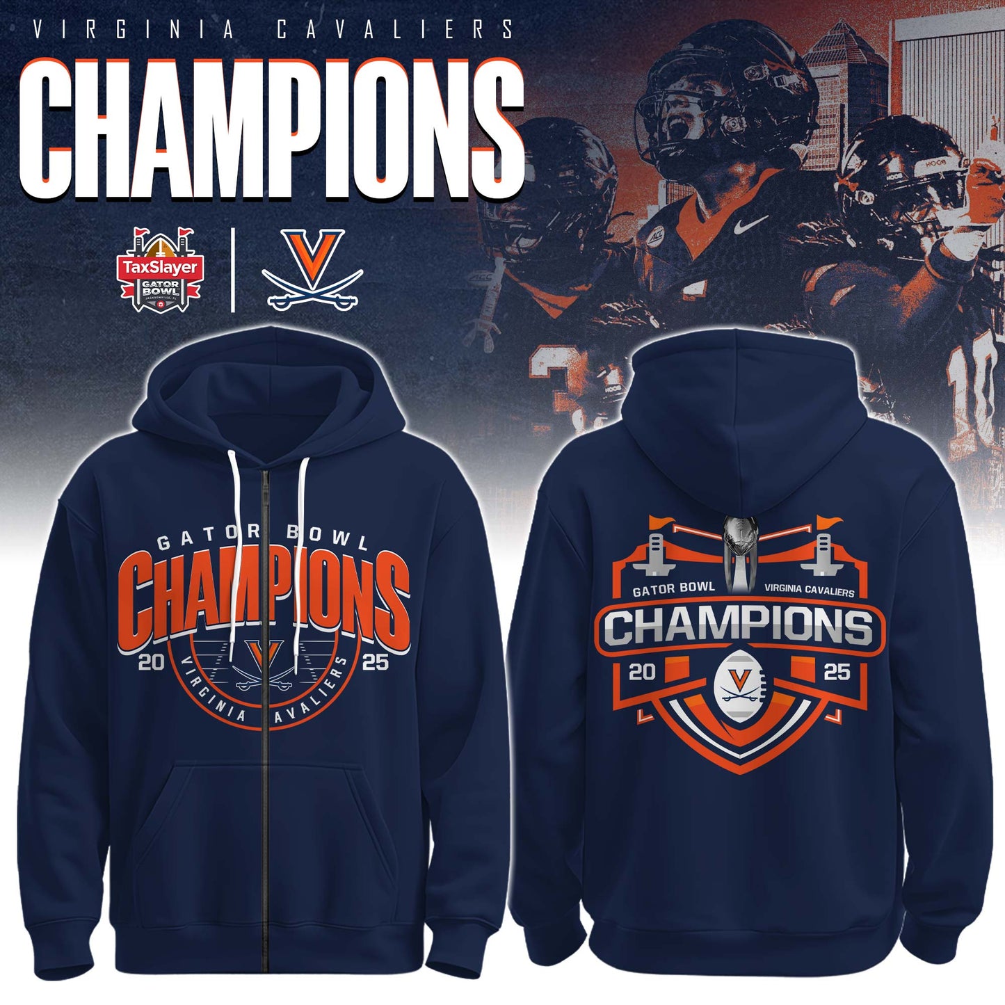 Virginia Cavaliers – Gator Bowl Champions Zip Hoodie